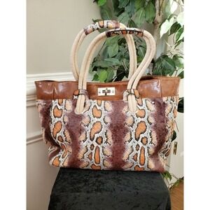 Elite Model's Fashion Women Two Tone PVC & Polyester Leopard Print Handbag Purse